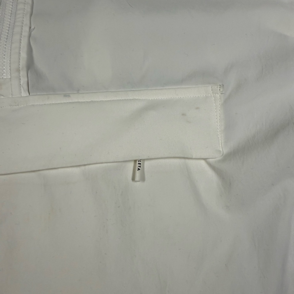 Athleta Sojourn Top Womens XL White Quarter Zip Pleated Layered Oversized READ - Picture 6 of 11